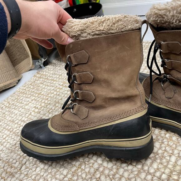 SOREL Men's Caribou Waterproof Boots SZ 13 Tan Brown Leather Outdoor Winter GUC - Picture 7 of 12
